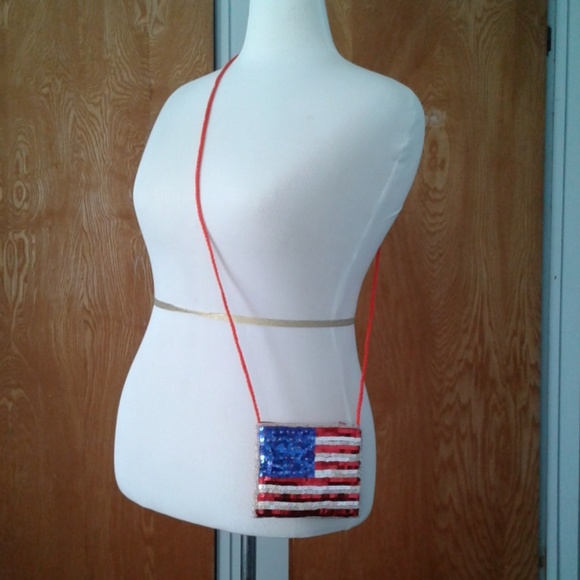 NIB.  Sequined red white and blue mini bag - Picture 1 of 7